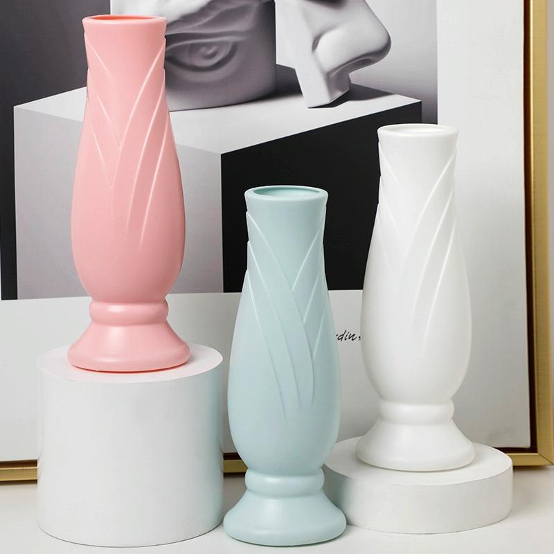 Imitation Porcelain Petal Vase for Drop-proof Home Decor - Pink