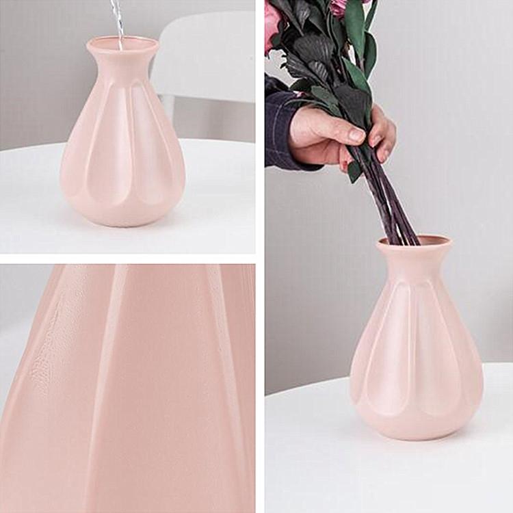 Drop-resistant Plastic Vase for Dry and Wet Flower Arrangements - Pink