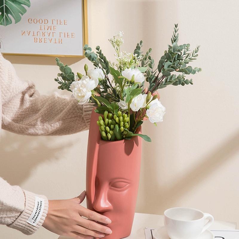 Thickened Drop-proof Vase with Dried Flower Ornaments - Light Green