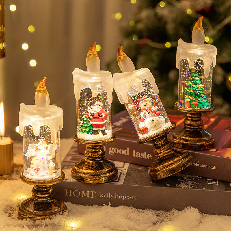 (A set of four) Festive Christmas Candle Lights with Snow Globe Decor - Perfect Creative Holiday Gift