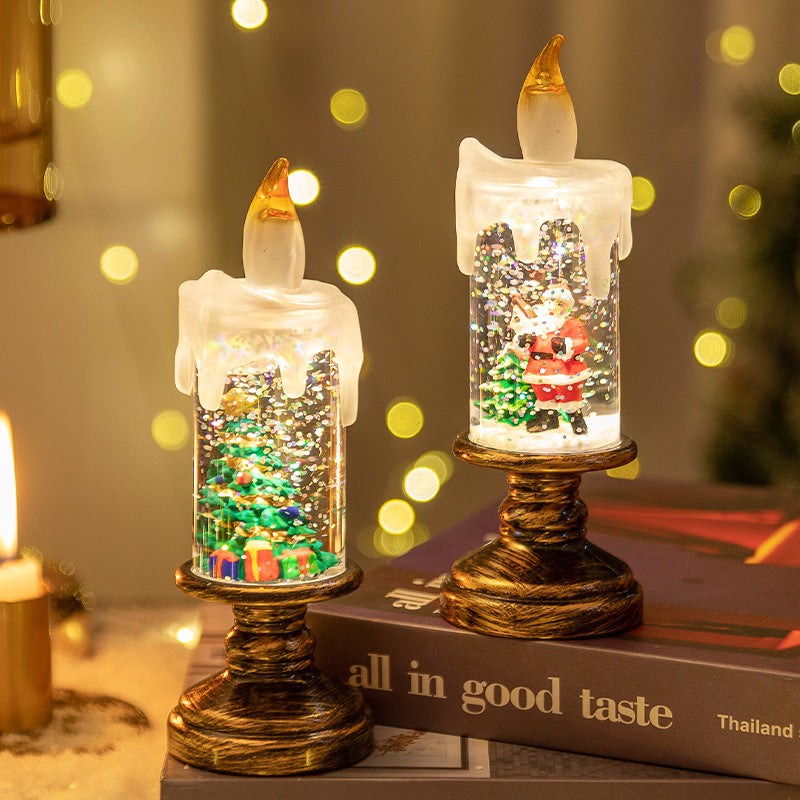 (A set of four) Festive Christmas Candle Lights with Snow Globe Decor - Perfect Creative Holiday Gift