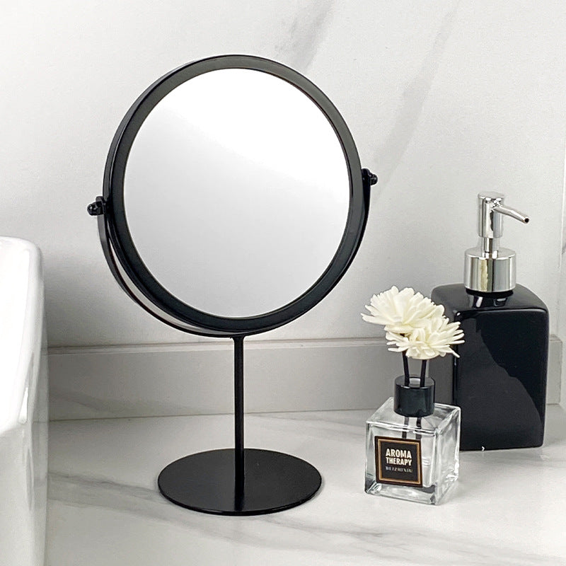Black Rotating Tabletop Makeup Mirror - 360º Swivel Vanity Mirror for Bedroom & Desk