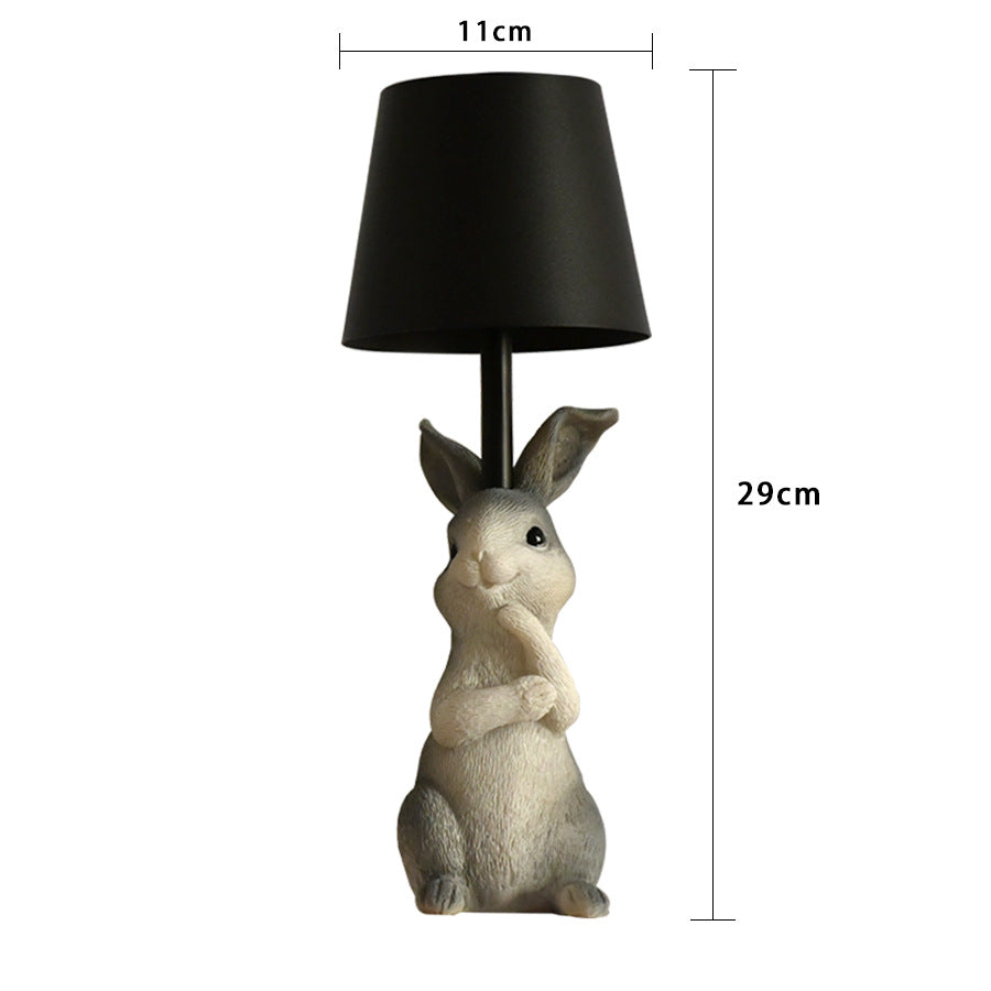 White Bunny White Lampshade Adorable Rabbit Resin Table Lamp - 3-Color LED, USB Rechargeable, Touch Dimming
