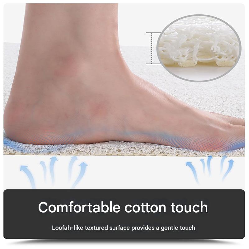 Colorful Scale Pattern PVC Non-Slip Bath Mat 45x75cm - Shower Drain Hole Design, Soft & Quick-Dry Bathroom Rug