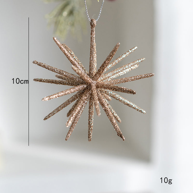 5-PCS Small champagne color New Christmas Ornament - Starburst Hanging Decor for Tree and Holiday Display