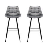 Artiss 2x Bar Stools Velvet Chairs Grey