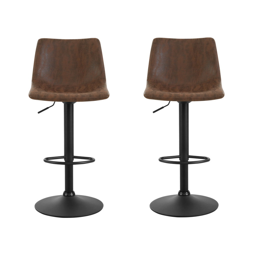 Artiss 2x Bar Stools Vintage Swivel Gas Lift Brown