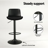 Artiss 2x Bar Stools Padded Seat Gas Lift Black