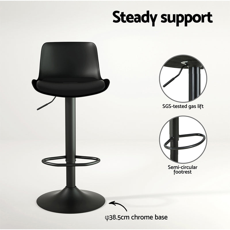 Artiss 2x Bar Stools Padded Seat Gas Lift Black