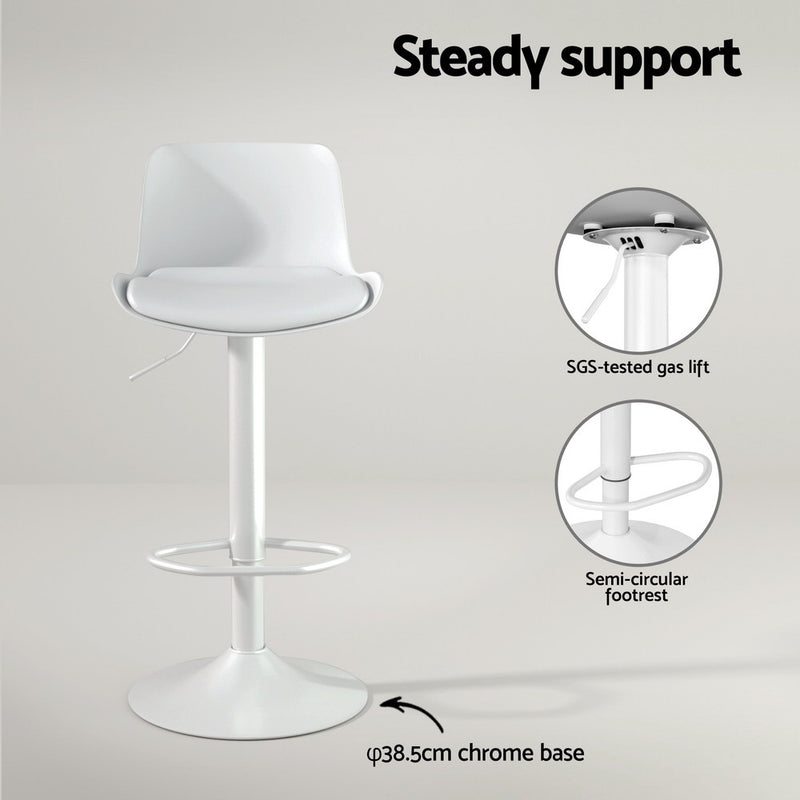Artiss Bar Stools Kitchen Swivel Gas Lift Stool Leather Dining Chairs White x2