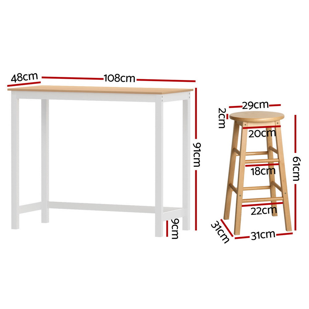 Artiss Bar Table and Stools Set Dining Desk Kitchen Chairs Cafe Pub
