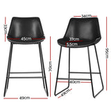 Artiss Bar Stools Kitchen Counter Barstools Leather Metal Chairs Black x2