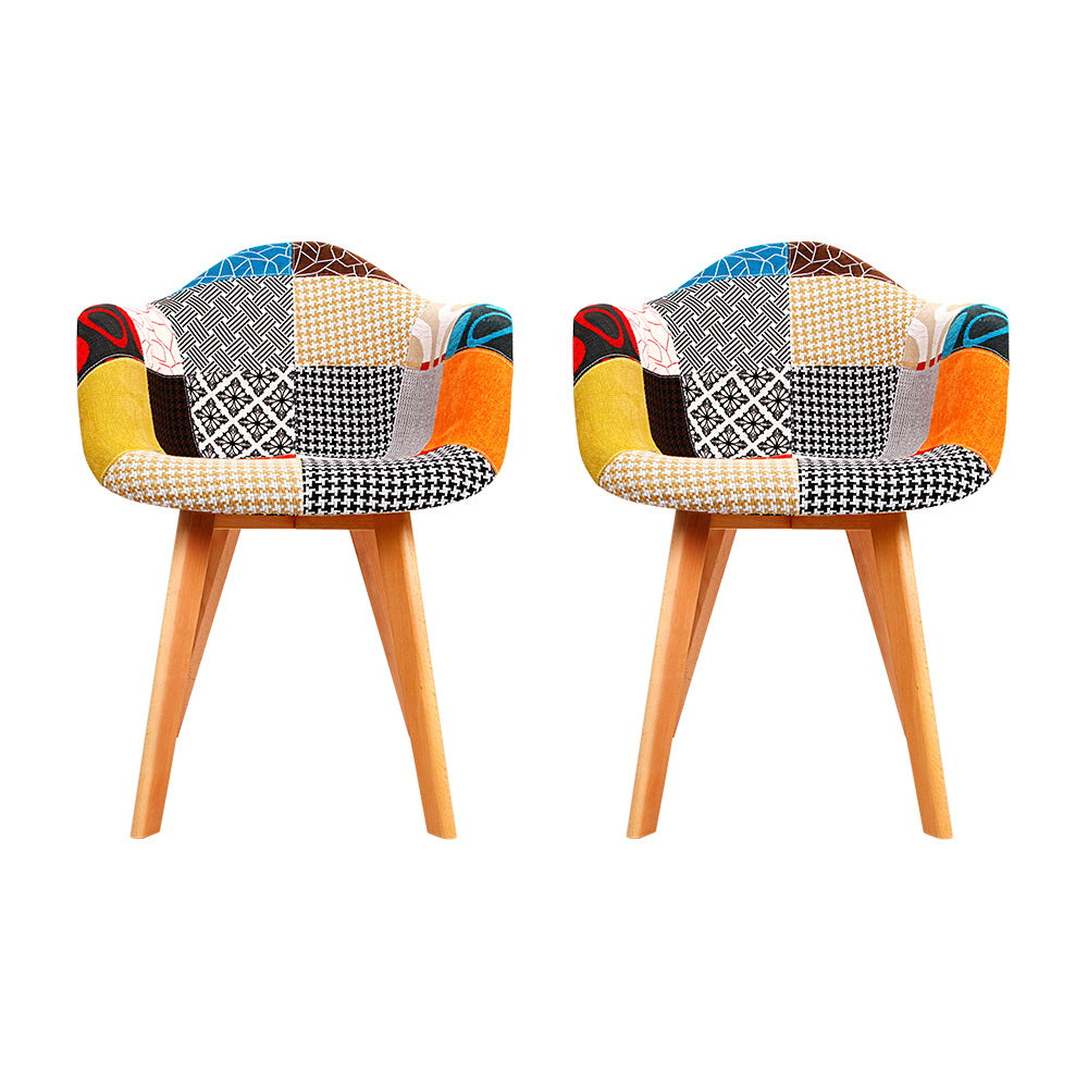 Artiss Dining Chairs Set of 2 Fabric Retro Replica DSW