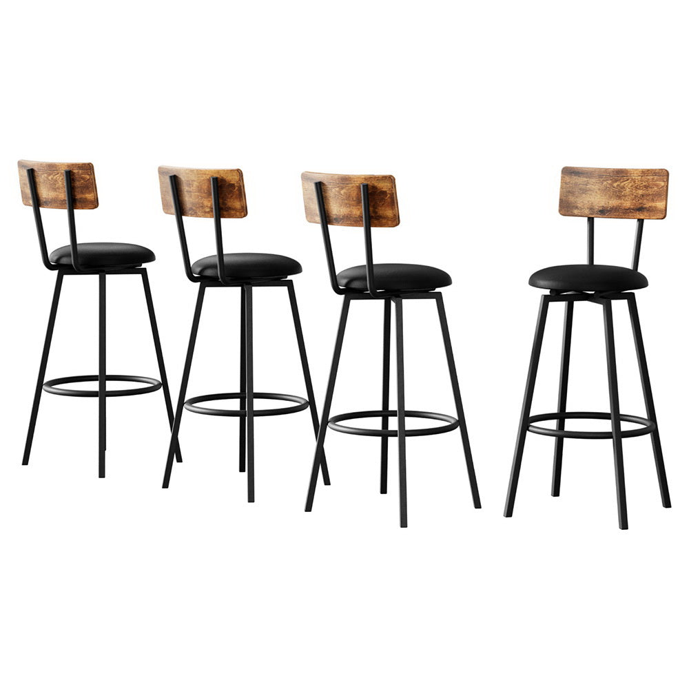 Artiss 4X Industrial Bar Stools Upholstered Counter Chairs Steel Frame Anti-Scratch