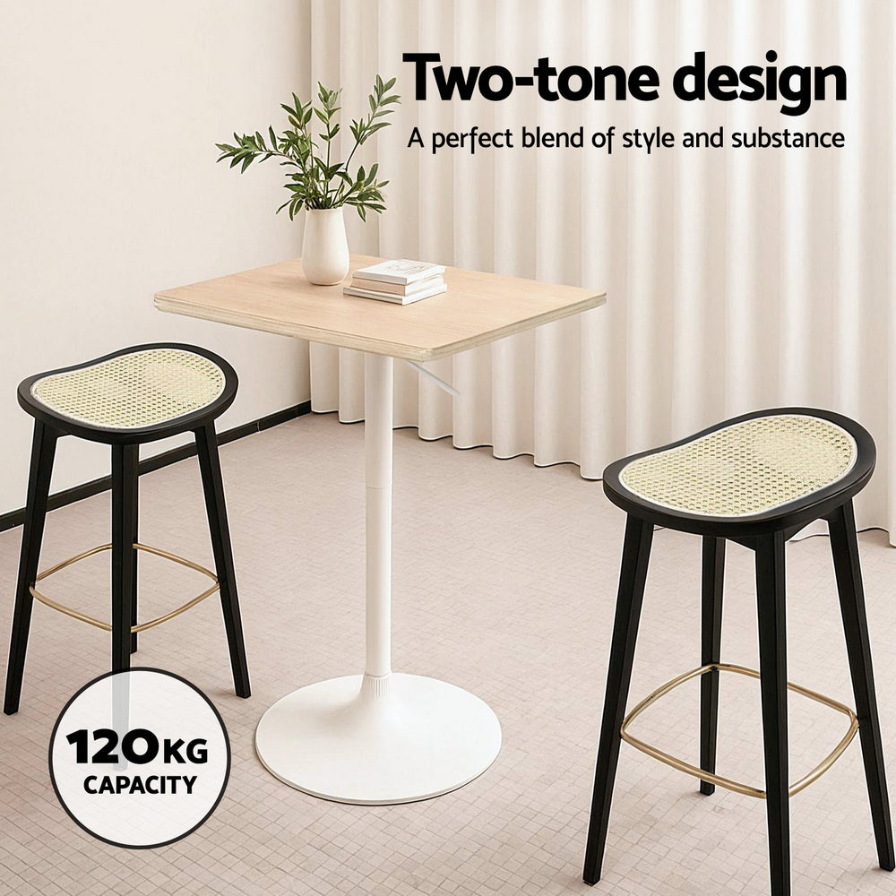 Artiss 4x Bar Stools Rattan Counter Kitchen Dinning Chair Bamboo Saddle Black