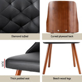 1 Set of 4 Artiss Dining Chairs Black PU