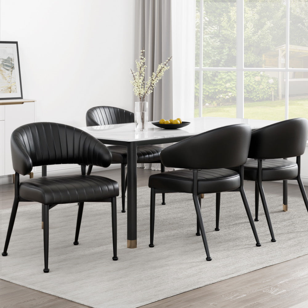 Artiss Dining Chairs Set of 4 Leather Hollow Armchair Black