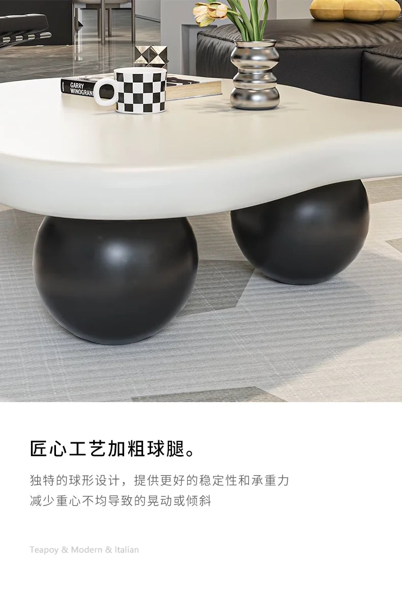 Cloud Coffee Table, Nordic Modern Living Room Accent, Compact Unique Design, Cream Wabi-Sabi Aesthetic