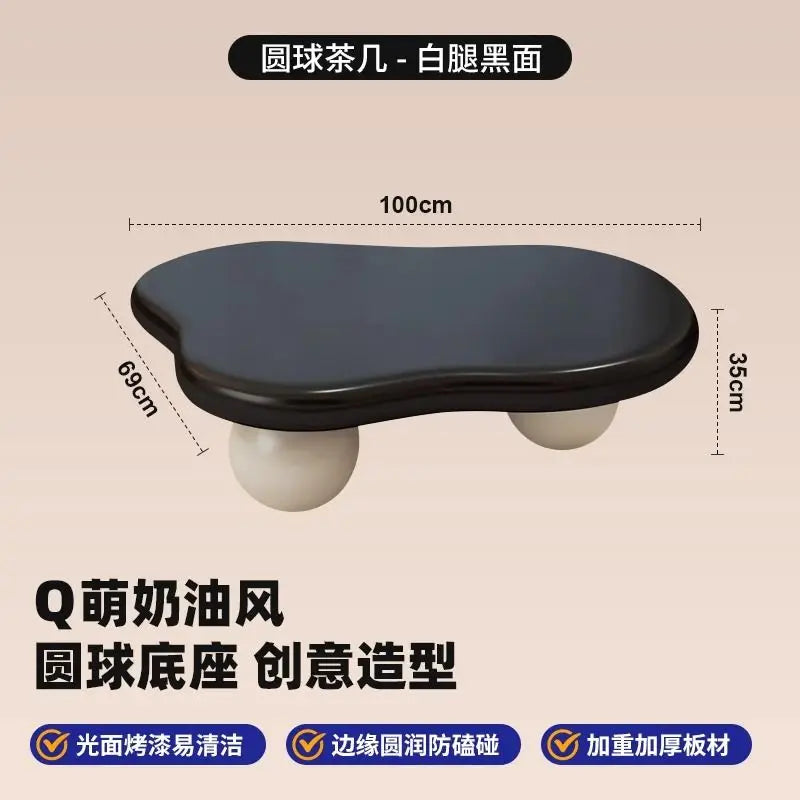 Cloud Coffee Table, Nordic Modern Living Room Accent, Compact Unique Design, Cream Wabi-Sabi Aesthetic