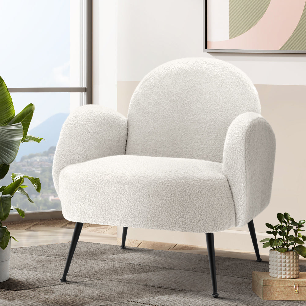 Artiss Armchair Boucle White Hanes