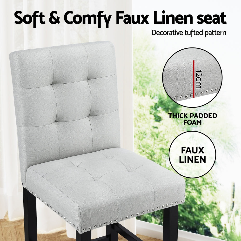 Artiss 4x Bar Stools Kitchen Dining Chairs Counter Fabric Stool Wooden Ada Grey