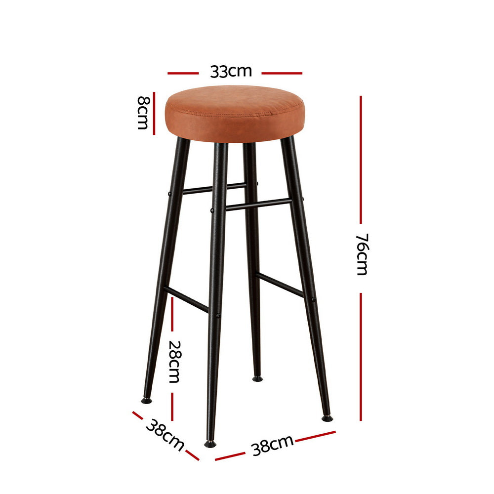Artiss 4x Bar Stools Kitchen Dining Chairs Counter Round PU leather Lane Brown