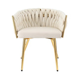 1 Set of 2 Artiss Dining Chairs Velvet Armchair Beige