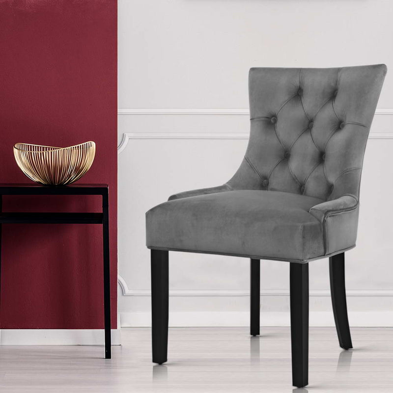 Artiss Dining Chairs Set of 2 Velvet French Provincial Grey