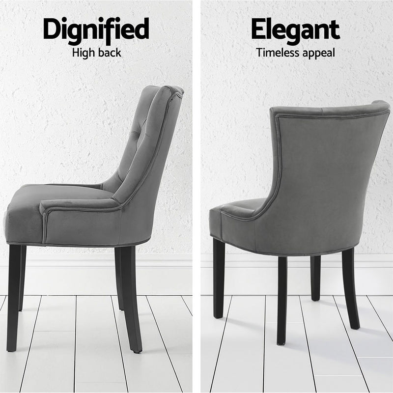 Artiss Dining Chairs Set of 4 Velvet French Provincial Grey