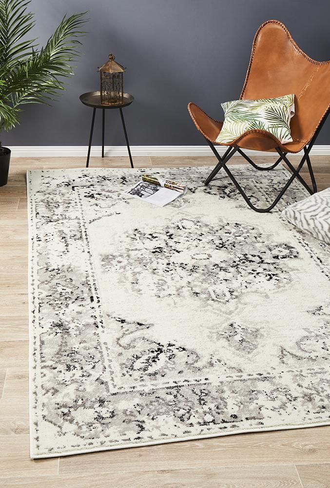 Alexa Transitional Rug White Grey Black by Rug Culture - 330X240CM