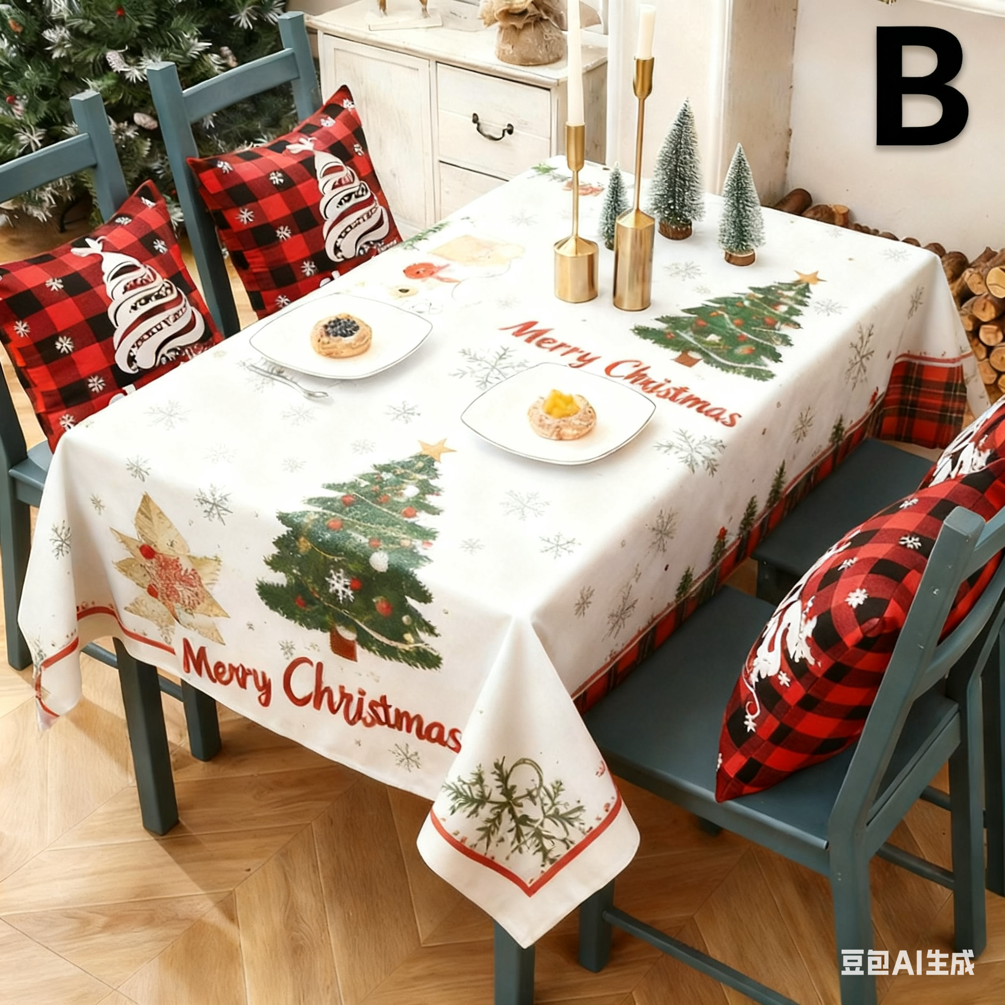 Christmas gift Christmas Tablecloth - Festive 180x150cm Table Cover for Holiday Dining & Home Decor（A）
