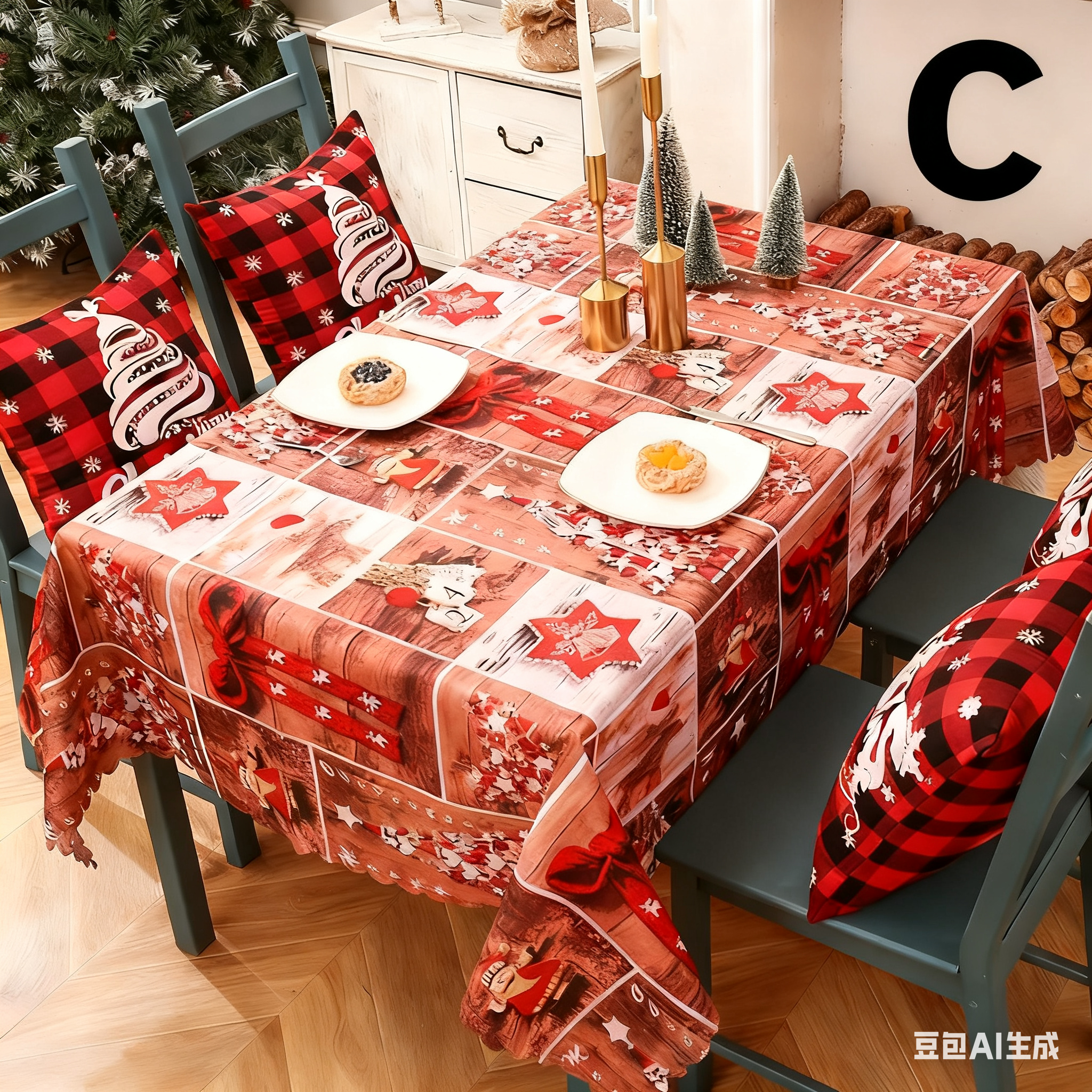 Christmas gift Christmas Tablecloth - Festive 180x150cm Table Cover for Holiday Dining & Home Decor（D）