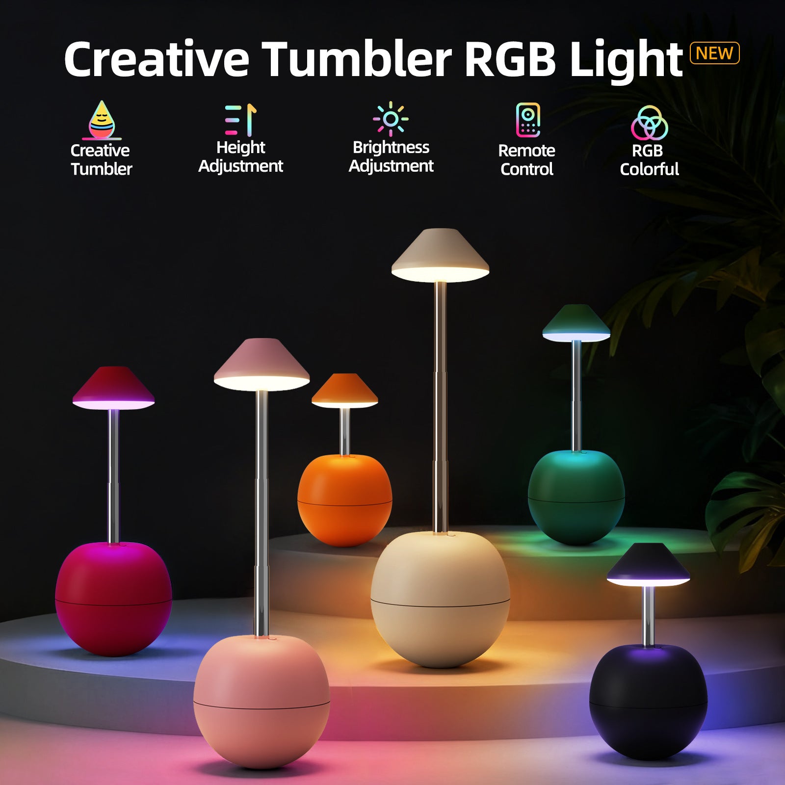 Desk lamp – rechargeable LED night light, bright bedside lamp, table lamp, mood light with remote control. Suitable for children and adults.