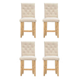 Milano Decor Hamptons Barstool Cream Chairs Kitchen Dining Chair Bar Stool - Four Pack - Cream