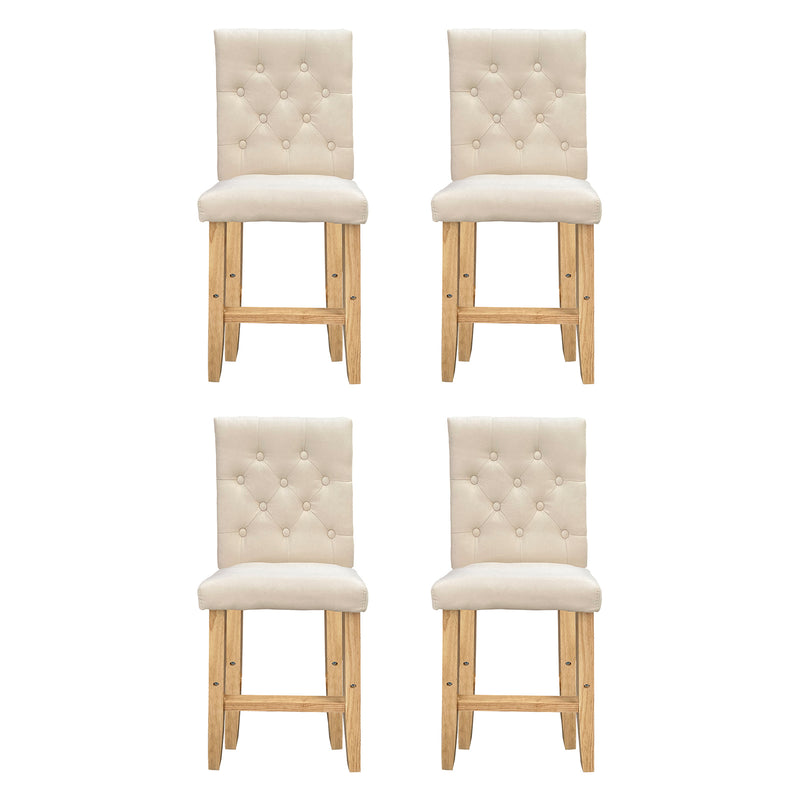 Milano Decor Hamptons Barstool Cream Chairs Kitchen Dining Chair Bar Stool - Four Pack - Cream