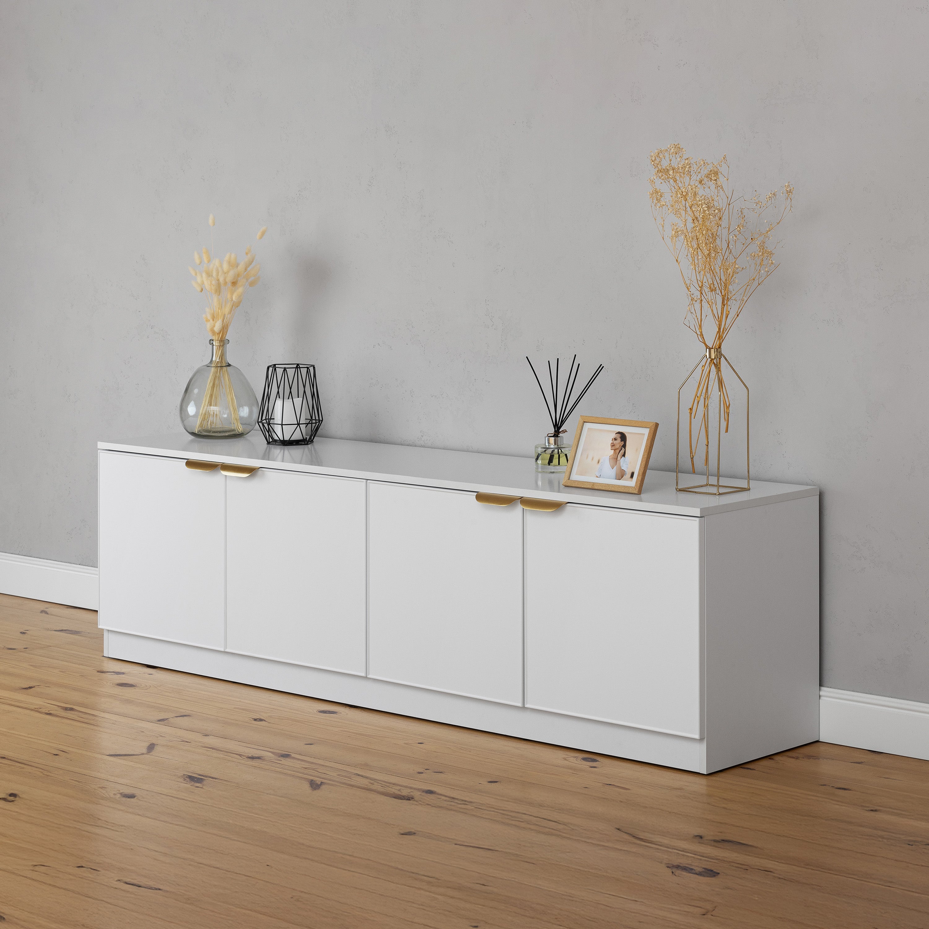 BUCHAREST TV UNIT- WHITE - SLIM - PULL BRASS