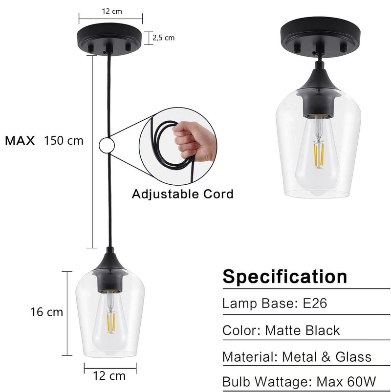2 Pack Black Pendant Lights