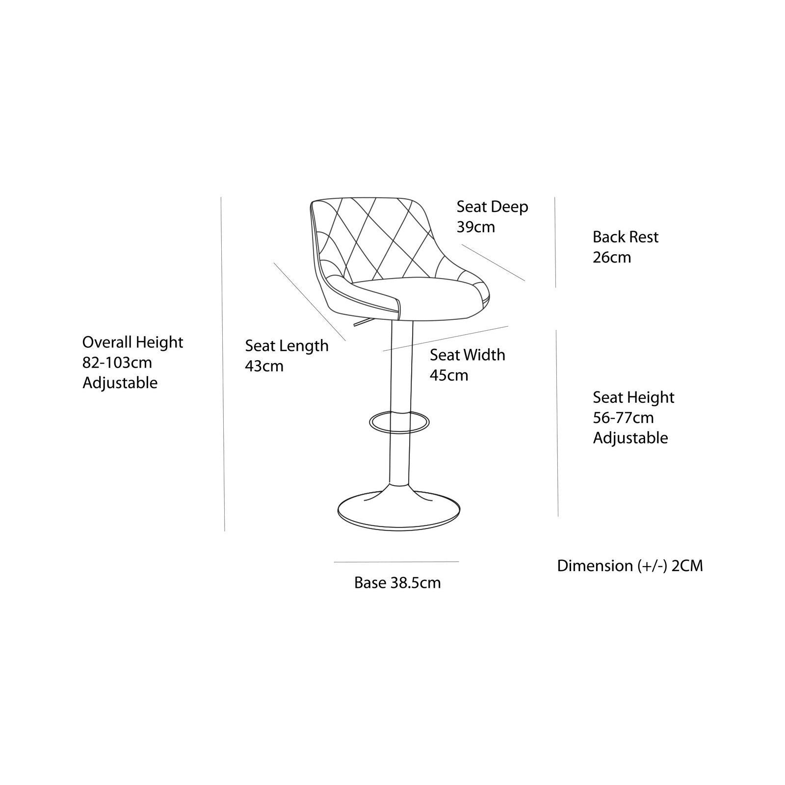 2 Diamond Style Padded Leather Barstools (Black) w/ Adjustable Height