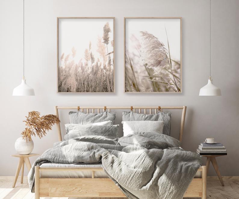 Wall Art 60cmx90cm Pampas Grass 2 Sets Wood Frame Canvas