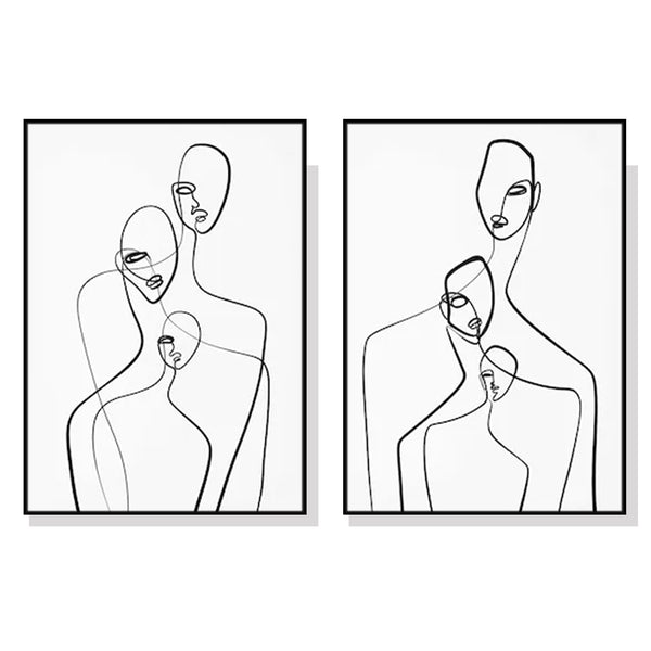 Wall Art 90cmx135cm Abstract Figures 2 Sets Black Frame Canvas