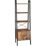 VASAGLE Ladder Bookshelf with Cupboard Rustic Brown