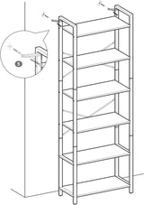 VASAGLE 6-Tier Bookcase Storage Shelf Industrial Design Vintage Brown Black
