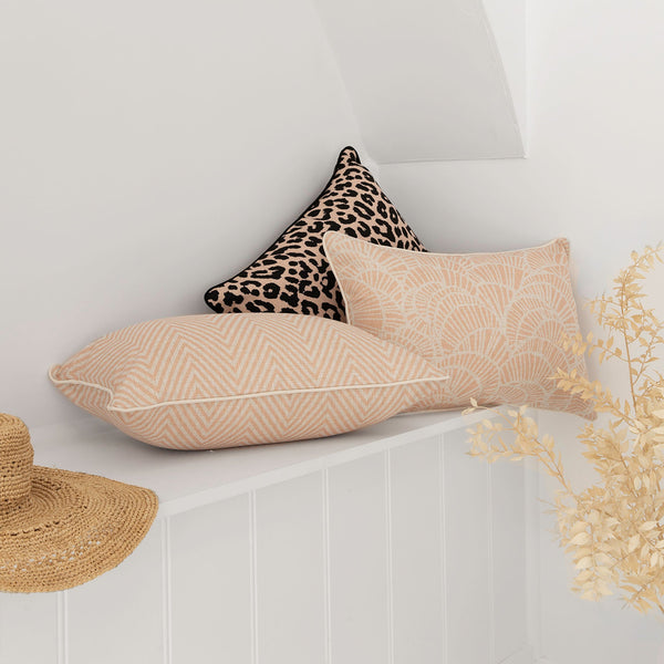 Cushion Cover-With Black Piping-Jungle Peach-35cm x 50cm