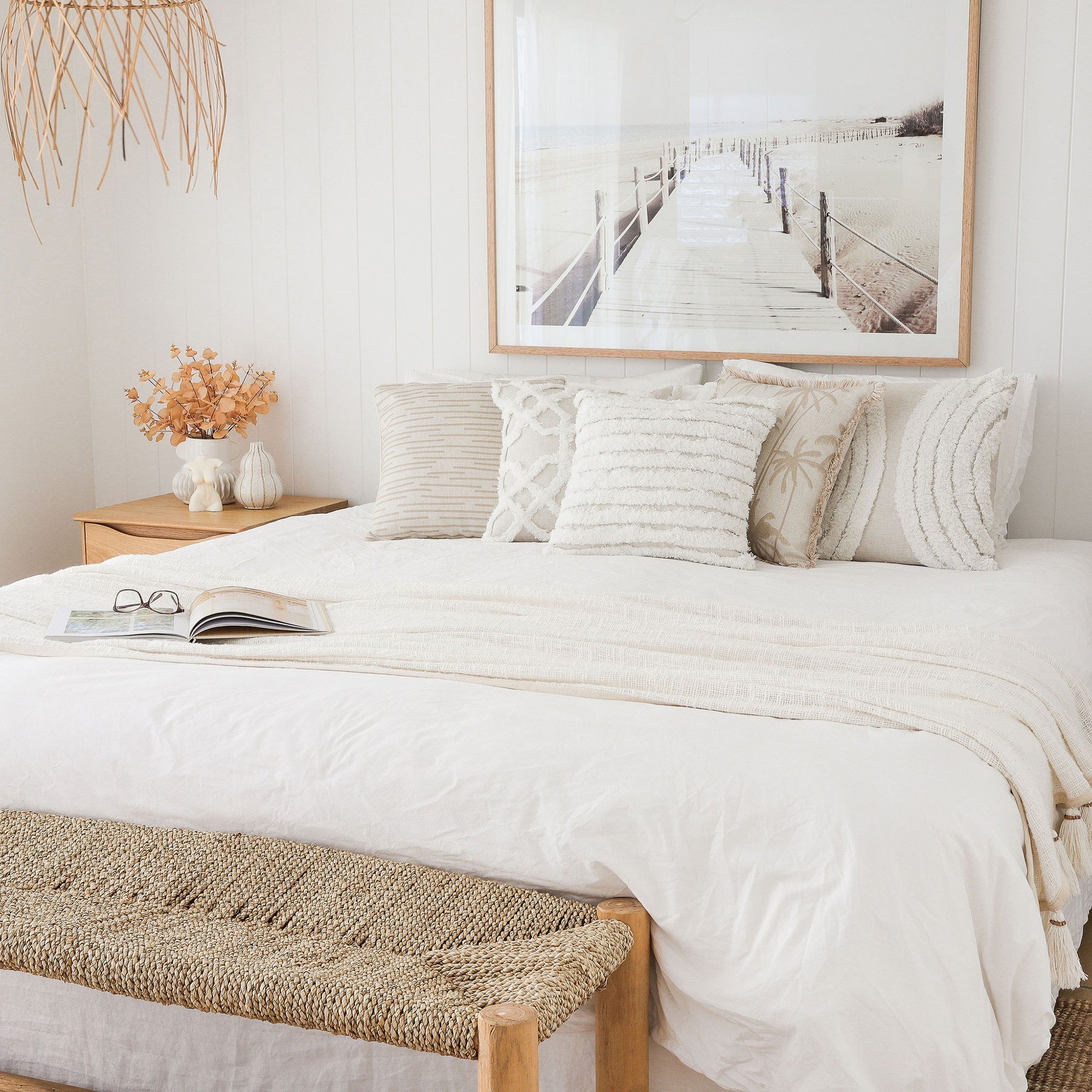 Cushion Cover-Boho Textured Single Sided-Moon Lover-50cm x 50cm