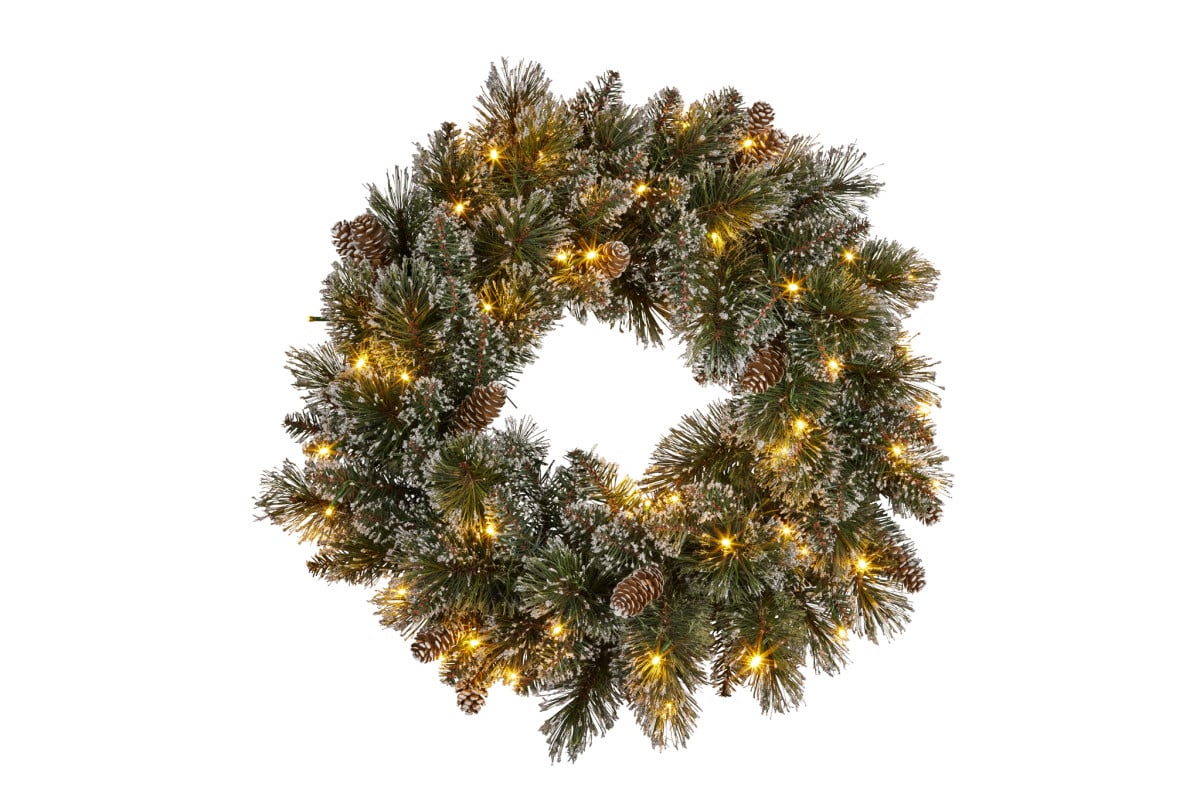 Christabelle 61cm Christmas Wreath Cashmere Pine with LED Lights Front Door Decoration Ornament