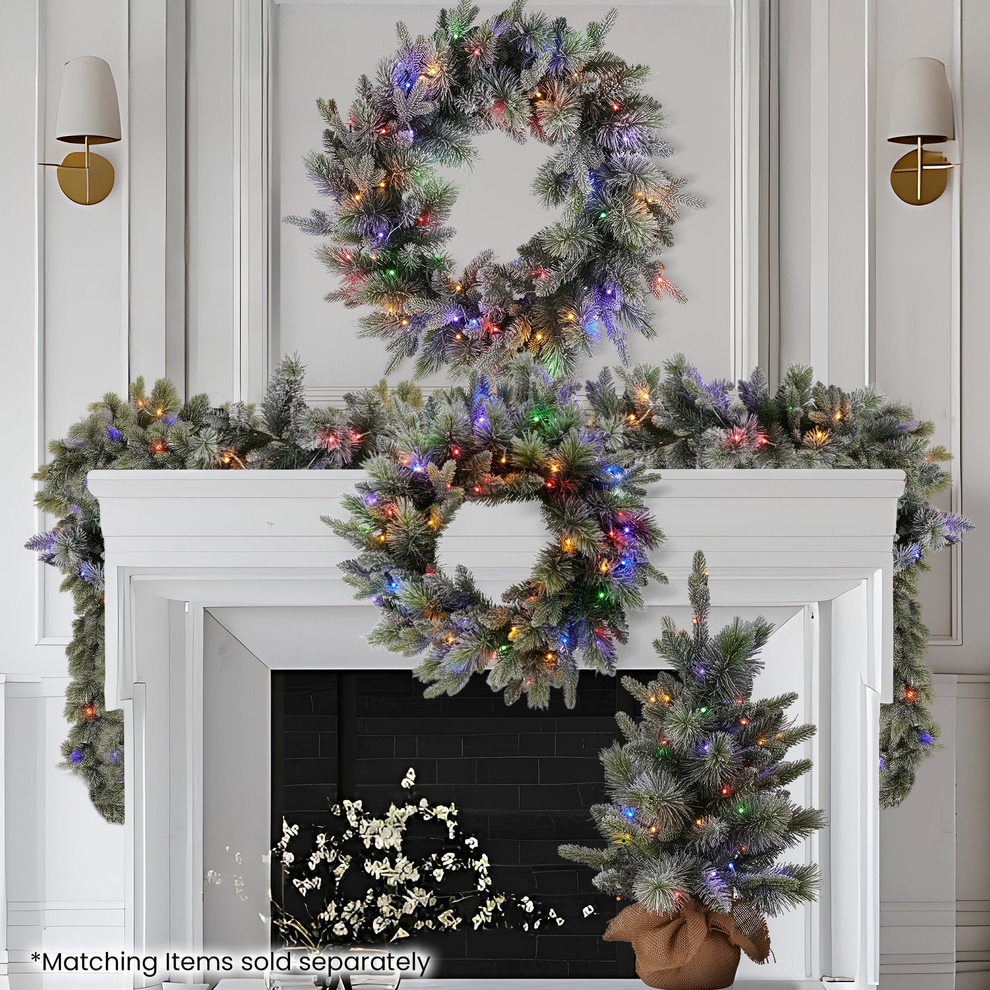 Christabelle 61cm Pre-Lit Snowy Stamford Spruce Battery-Operated Mini Christmas Tree Multi-Functional LED Timer