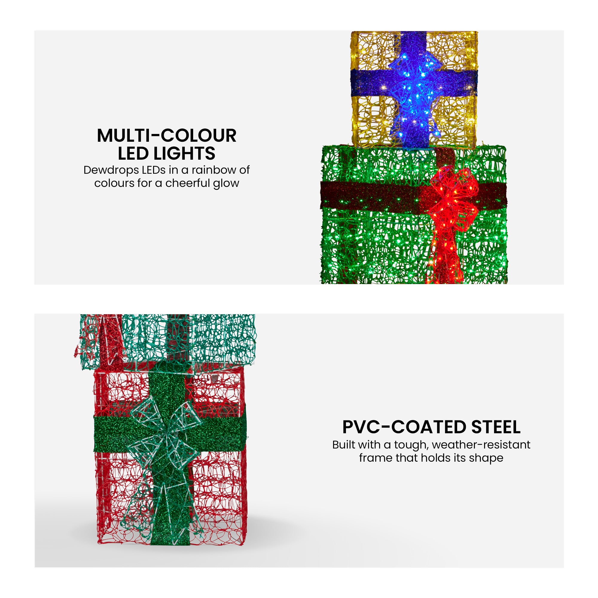 Christabelle 190cm 4-piece Gift Stack Box Christmas Decor Bows Led Lights Xmas