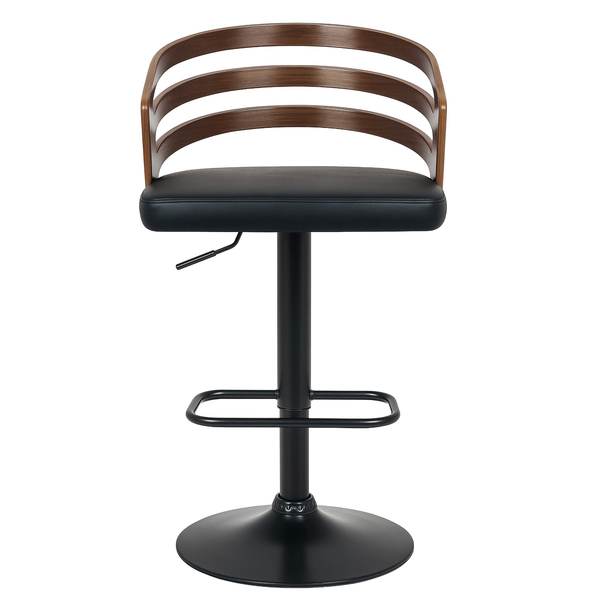 Sarantino Set Of 2 Bentwood Walnut Barstool Adjustable Height Swivel Footrest