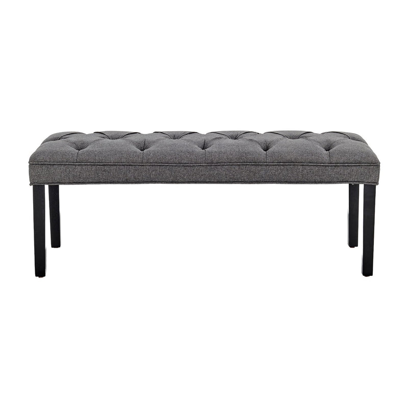 Sarantino Cate Button-tufted Upholstered Bench With Tapered Legs - Dark Grey Linen