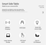 Smart Bedside Tables Side 3 Drawers Wireless Charging USB Left Hand Nightstand LED Light AU Black